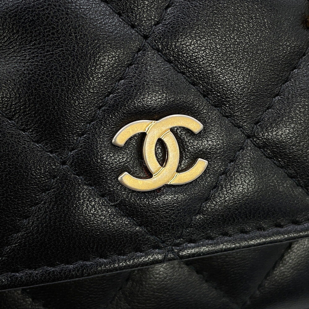 CHANEL Black Lambskin Leather Logo Wallet - Picture 15 of 16
